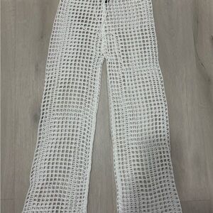 SHEIN White Wide Leg Crochet Pants